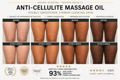 Transform Your Skin with Our 240ml Anti-Cellulite Massage Oil - Enriched with Collagen and Stem Cells for a Firm, Smooth, and Youthful Glow!